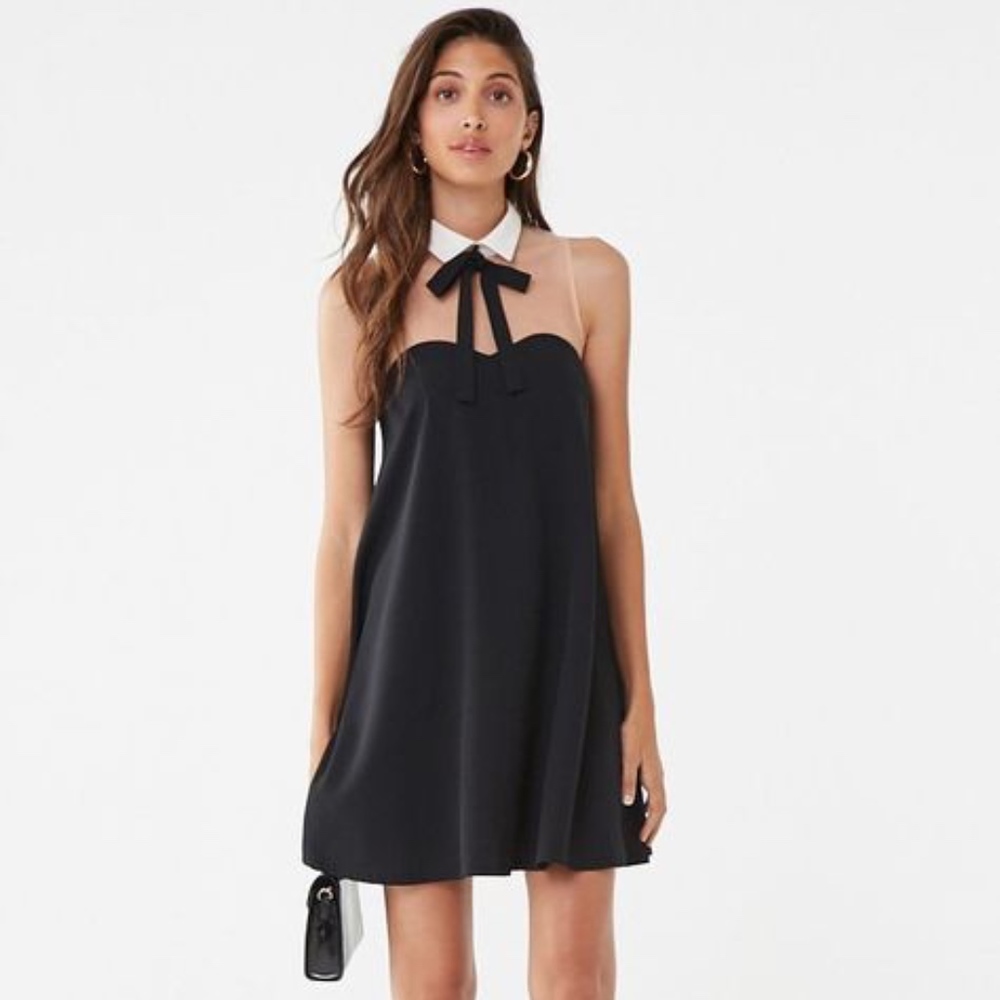 Peter Pan Sheer-Trim Swing Dress